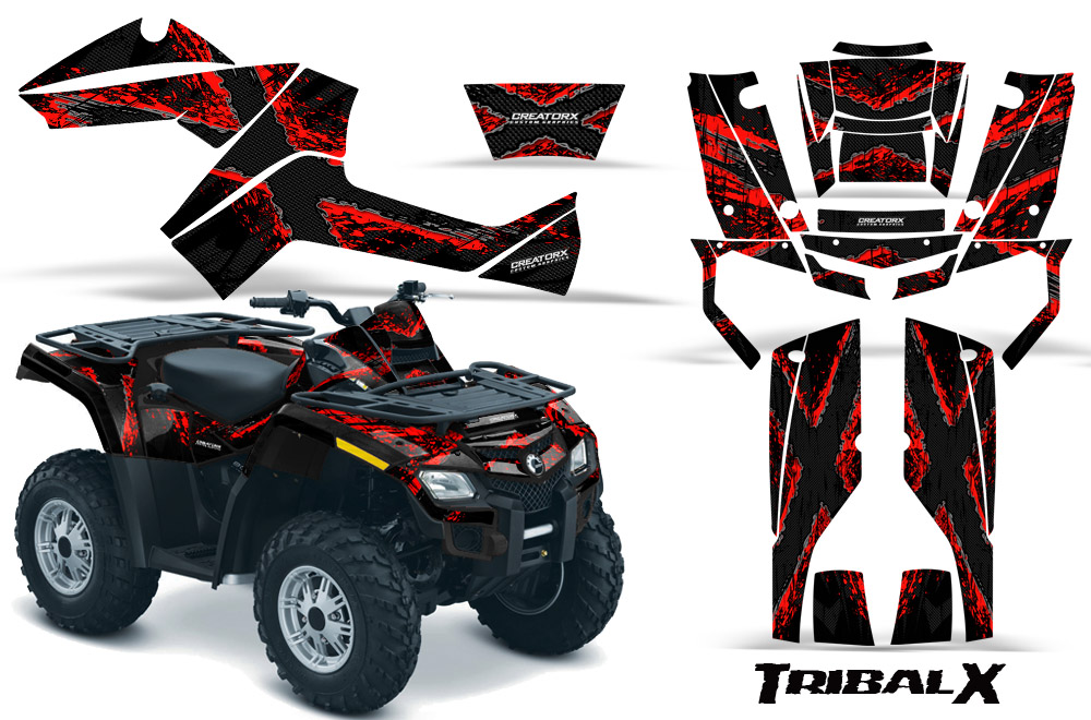 Can-Am Outlander 800 Graphics Kit Bolt TribalX Red Black BB